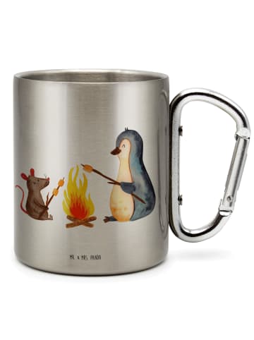 Mr. & Mrs. Panda Edelstahlbecher Pinguin Lagerfeuer ohne Spruch in Silber