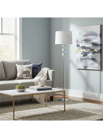 relaxdays Stehlampe in Silber/ Weiß - (H)155 x Ø 35,5 cm