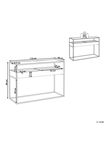 Beliani Konsolentisch WACO in Braun/Schwarz - (W) 110 x (H) 80 x (L) 40 cm