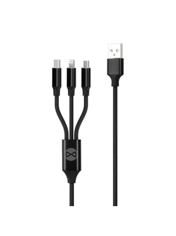 FOREVER Forever 3-in-1 Ladekabel USB-A zu Lightning/USB-C/microUSB 1,2?m in Schwarz