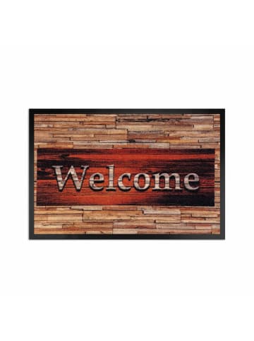 WohnDirect Fußmatte für Innen & Außen HOLZ 1 in Schwarz