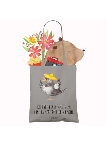 Mr. & Mrs. Panda Schultasche Rabe Sombrero mit Spruch in Light Grey