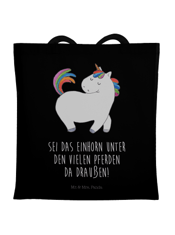 Mr. & Mrs. Panda Umhängetasche Einhorn Stolzieren mit Spruch in Schwarz