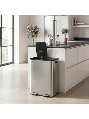 SONGMICS Mülleimer Pary in Silbern - (B)37.7 x (H)66.9 x (T)47.6 cm - 2 x 30 L