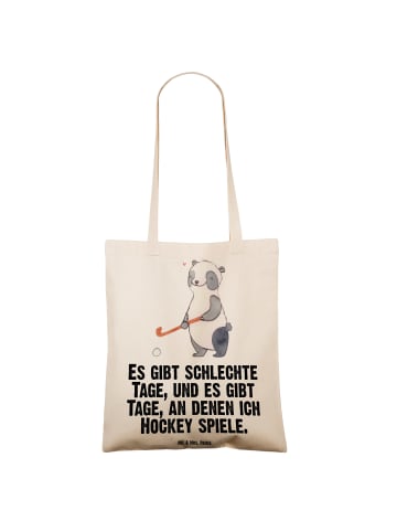 Mr. & Mrs. Panda Shopping Tasche Panda Hockey spielen mit Spruch in Creme