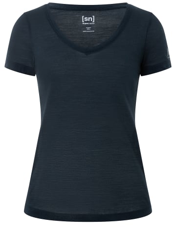super.natural Merino T-Shirt W SIERRA140 V NECK in blau