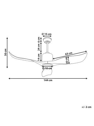 Beliani Ventilator ROSEAU in Braun/Schwarz - (W) 144 x (H) 50 x (L) 144 cm