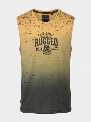 KOROSHI Herren boxing baumwolle allover t-shirt in gelb