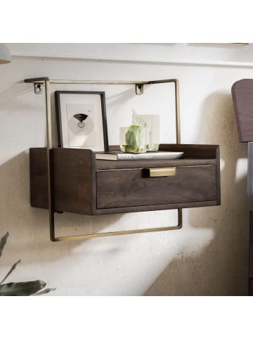 KADIMA DESIGN Nachtkonsole für Wandmontage 44x45x35 cm Mango Massivholz in Braun