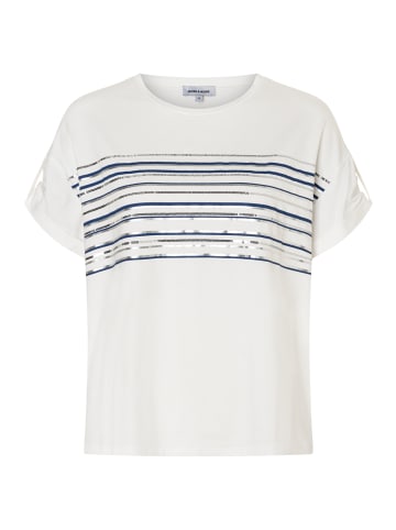 More & More cooles T-Shirt, Glanzstreifen in offwhite