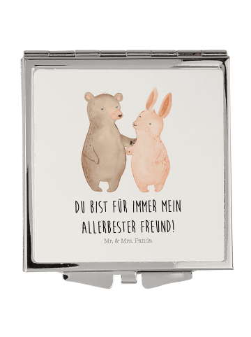 Mr. & Mrs. Panda Frauenspiegel Bär und Hase Umarmen mit Spruch in Weiß