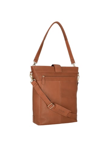 Plevier Bow Schultertasche Leder 30 cm Laptopfach cognac