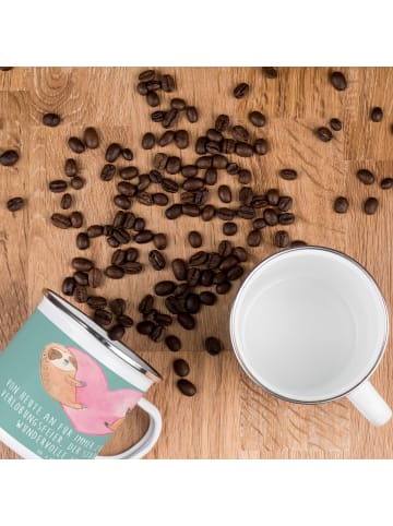 Mr. & Mrs. Panda Emaille Tasse Verlobungsfeier ZuMenschmen mit Spruch in Meeresbrise