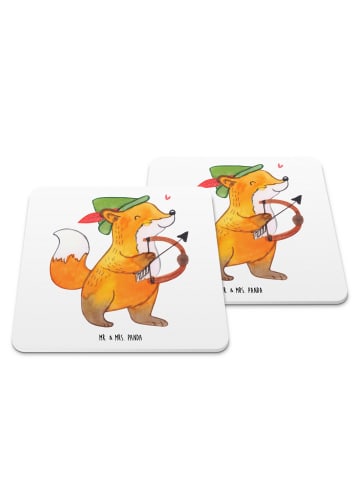 Mr. & Mrs. Panda Tassenuntersetzer Schütze Astrologie ohne Spruch in Weiß