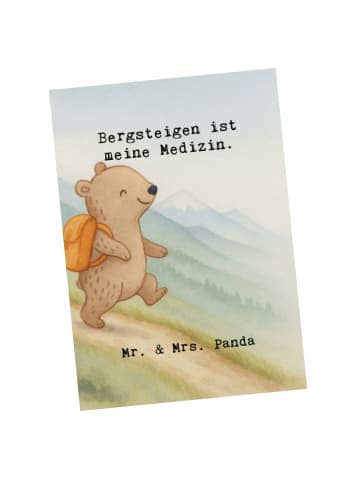Mr. & Mrs. Panda Postkarte Bär Bergsteigen Design mit Spruch in Weiß