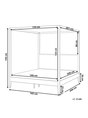 Beliani Doppelbett HAILLICOURT in Braun/Beige - (W) 165 x (H) 195 x (L) 206 cm