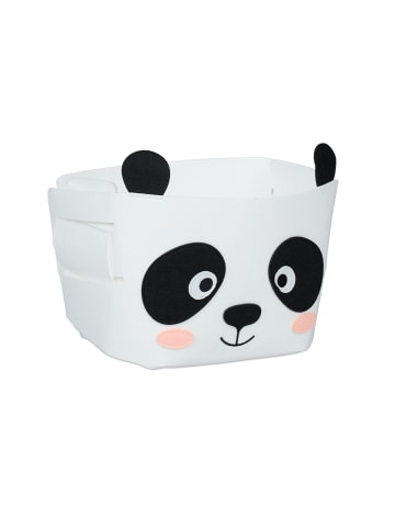 relaxdays Aufbewahrungskorb "Panda" in Weiß/ Schwarz - (B)27 x (H)24 x (T)18 cm
