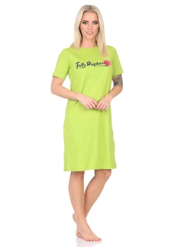 NORMANN Kurzarm Nachthemd Frontprint - 85574 in grün