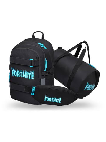 BAAGL 3-tlg. Set: Schulrucksack Skate in Schwarz Fortnite Blue