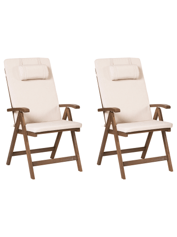 Beliani 2er-Set Gartenstuhl AMANTEA PREMIUM in Braun/Beige
