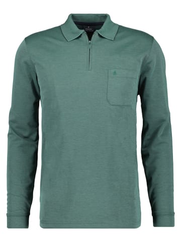 Ragman Softknit-Poloshirt Langarm mit Zip in Grün