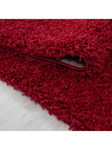 KADIMA DESIGN Teppich Hochflor Shaggy Waschbar Einfarbig RHEIN Strapazierfähig in Rot