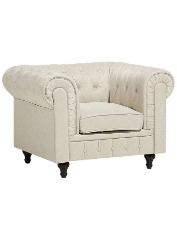 Beliani Sessel CHESTERFIELD in Beige/Braun - (W) 110 x (H) 70 x (L) 75 cm