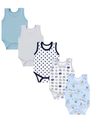 TupTam Baby Jungen Achselbody 5er Pack in blau/grau