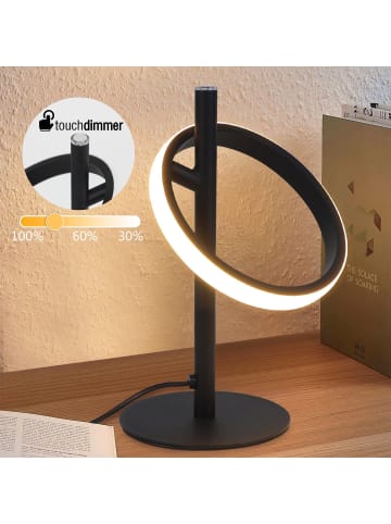 ZMH Tischleuchte LED in schwarz 3000K Warmweiß Ringe Design 6W Schlafzimmerlampe