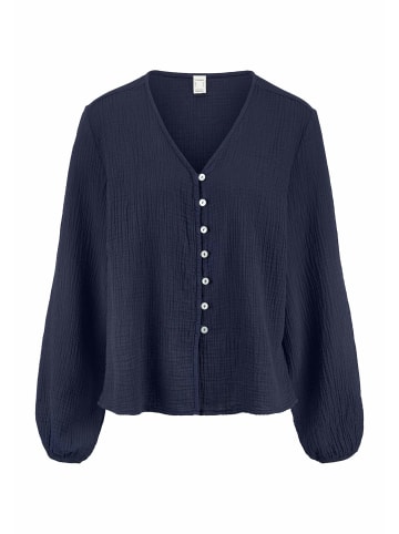 Hessnatur Hessnatur Musselin Bluse Relaxed aus reiner Bio-Baumwolle in dunkelblau