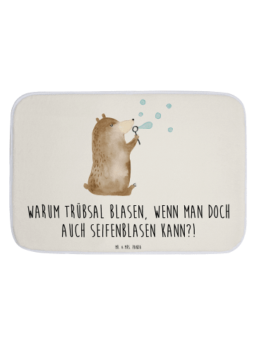 Mr. & Mrs. Panda Badezimmerteppich Bär Seifenblasen mit Spruch in Weiß