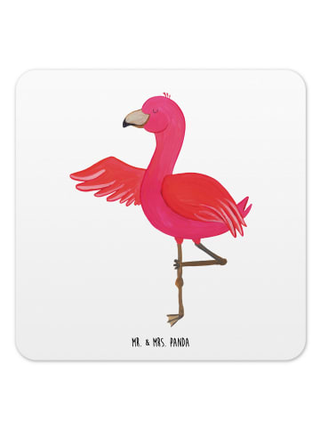 Mr. & Mrs. Panda Untersetzer für Gläser Flamingo Yoga ohne Spruch in Weiß