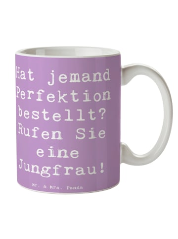 Mr. & Mrs. Panda Kaffeetasse Spruch Jungfrau Perfektion mit Spruch in Lavendeltraum