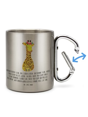 Mr. & Mrs. Panda Edelstahlbecher Giraffe Blumenkranz mit Spruch in Silber