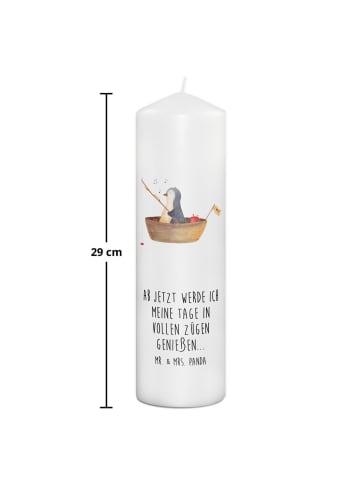 Mr. & Mrs. Panda Kerze Pinguin Angelboot mit Spruch in Weiß