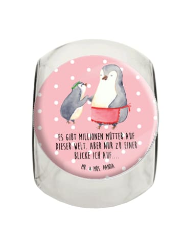 Mr. & Mrs. Panda keksglas Pinguin mit Kind mit Spruch in Rot Pastell