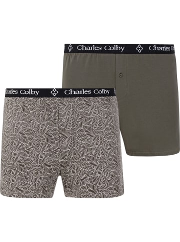 Charles Colby 2er Pack Boxershorts LORD HAWKINS in khaki bedruckt