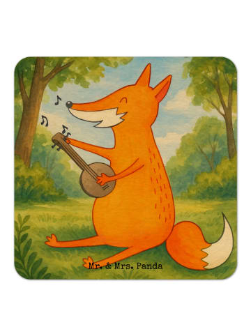 Mr. & Mrs. Panda Bierdeckel Fuchs Gitarre Design ohne Spruch in Weiß