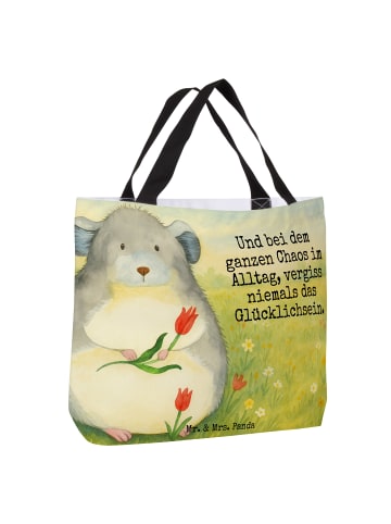 Mr. & Mrs. Panda Strandtasche Chinchilla Blume Design mit Spruch in Weiß