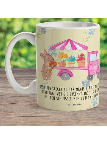 Mr. & Mrs. Panda Camping Tasse Osterhase Blumenwagen mit Spruch in Blumig