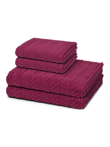 Ross 2 X Handtuch 2 X Duschtuch im Set Sensual Skin Zopf in Fuchsia