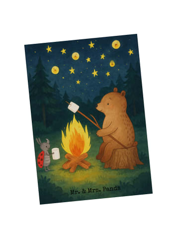 Mr. & Mrs. Panda Grußkarte Bär & Marienkäfer Lagerfeuer Design o... in Weiß