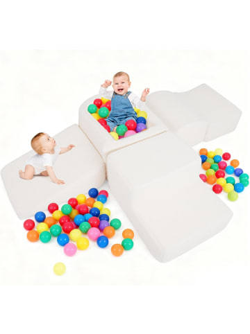 COSTWAY 5 tlg. Schaumstoffbausteine ohne Bälle Sherpa-Stoff in Beige