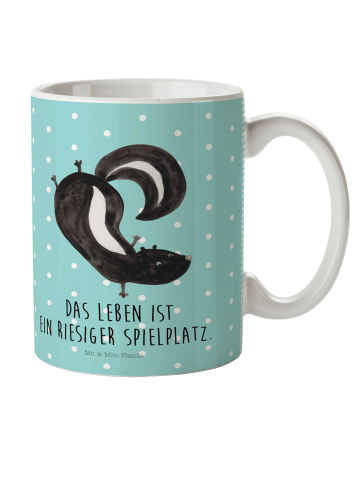 Mr. & Mrs. Panda Kindertasse Stinktier Handstand mit Spruch in Türkis Pastell