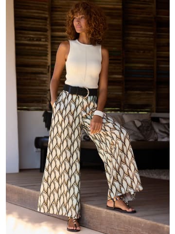 LASCANA Webhose in beige-khaki bedruckt