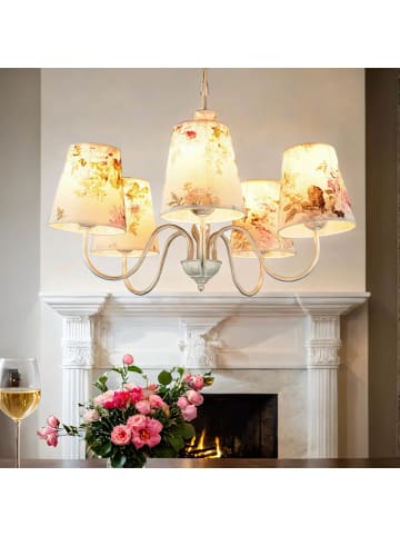 Licht-Erlebnisse Pendelleuchte (B)57 x (L)57 cm in Shabby Weiß Ecru Rosa Grün