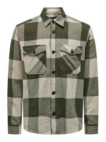 Only&Sons Kariertes Flanellhemd Holzfäller Optik Shacket Shirt ONSMILO in Grün