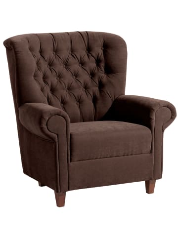 58 aufm Kessel HOCHLEHNSESSEL Katrin Bezug Veloursstoff Buche nussbaum dunkel / braun