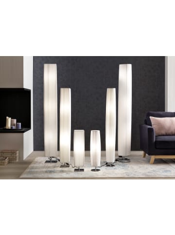 SalesFever Stehlampe 160 cm eckig Metall verchromt und Plissee-Schirm in Weiß