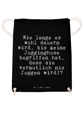 Mr. & Mrs. Panda Jutebeutel Wie lange es wohl... mit Spruch in Schwarz